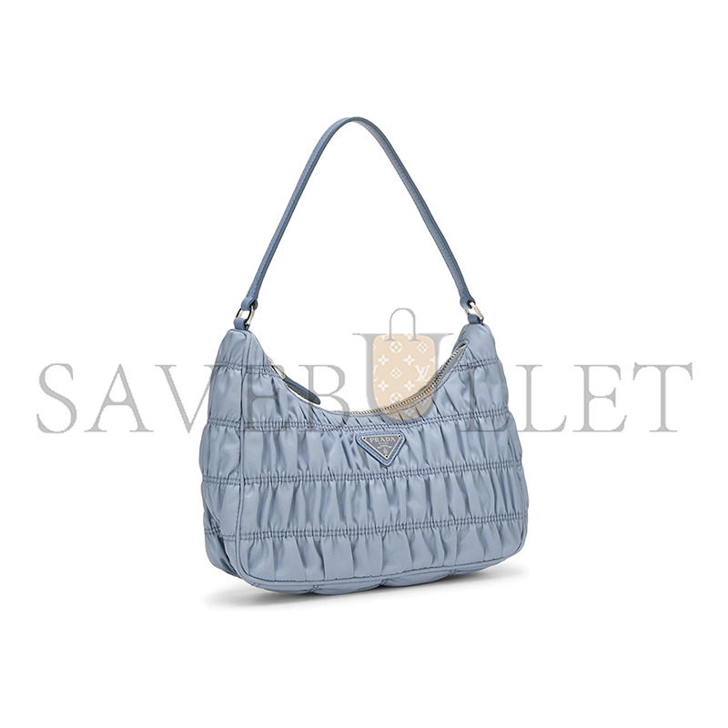 PRADA BLUE TESSUTO NYLON GAUFRE SHOULDER BAG MINI 1NE204 (22*13*6cm)